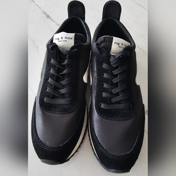Rag & Bone Retro Runners Suede Sneakers (Black and White - US size 6) - Picture 3 of 7